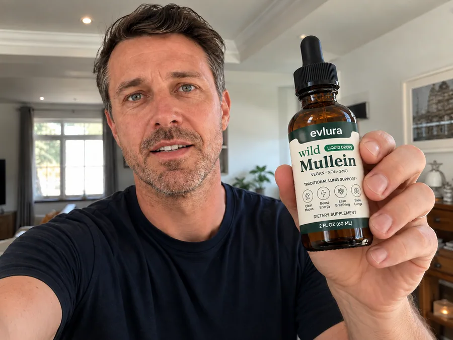 James P., 44 holding Evlura Wild Mullein